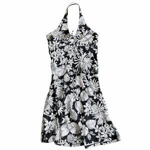 Vintage Y2K Floral Halter Dress Hawaiian 2000s 90s
